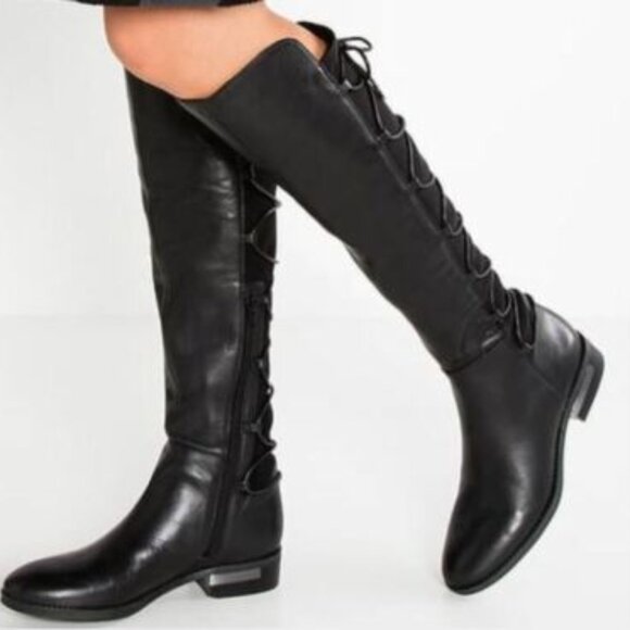 Vince Camuto Women's 10 Black Parle Knee High Stretch Lace-up Riding Tall Boots - Picture 1 of 13